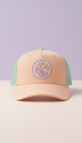 Peach Fizz pastel snapback trucker hat