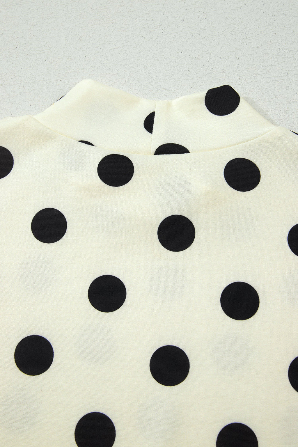 Beige Polka Dot Print High Neck Dolman Top