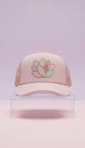 Blush Petal embroidered trucker hat