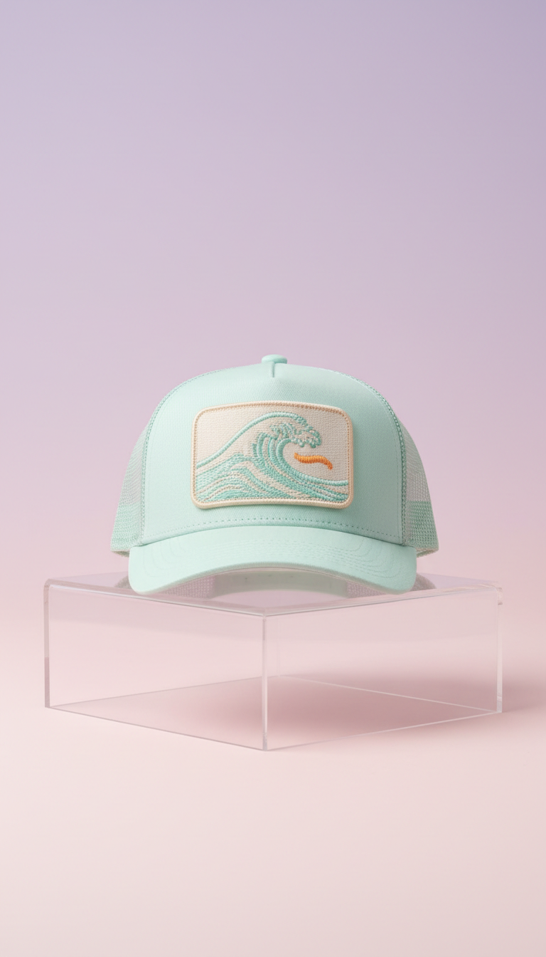 Mint Cream limited-edition patch trucker hat